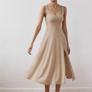 Wilfred Oatmeal Midi Slit Dress